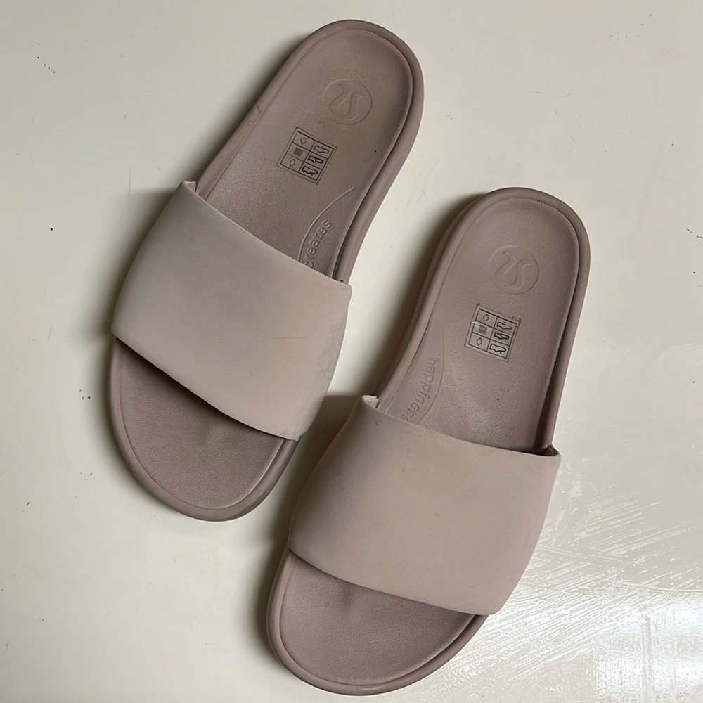 Pink lululemon suade slides